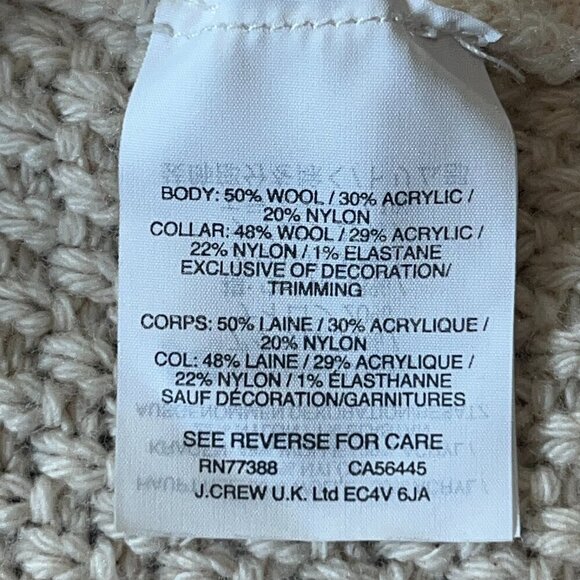 J CREW Cowl Neck Wool Blend Cable Sweater Embellished with Navy & Cream Lace - S - Picture 8 of 9